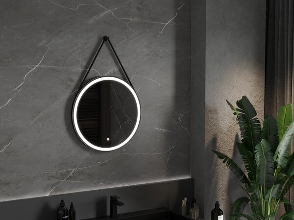 Mexen Reni, LED fürdõszobai tükör háttérvilágítással 60x60 cm, 6000K, fekete keret, páramentes, 9812-060-060-611-70