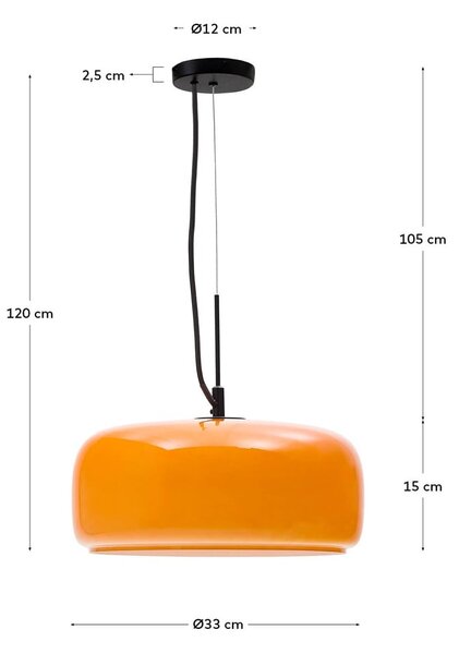 Narancssárga LED függőlámpa üveg búrával ø 38 cm Reig – Kave Home