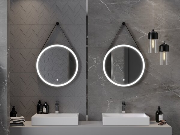 Mexen Reni, LED fürdõszobai tükör háttérvilágítással 60x60 cm, 6000K, fekete keret, páramentes, 9812-060-060-611-70