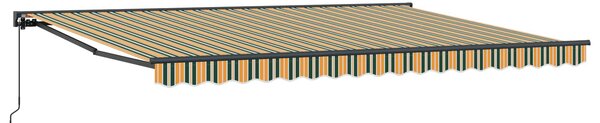 Kézi Retraktálható Napernyő Zöld és Sárga 4,5 × 3,5 m