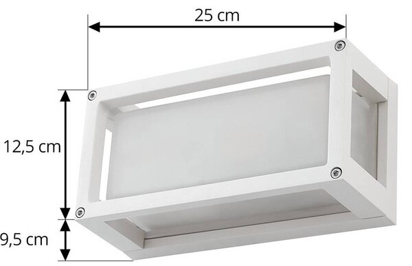 Lucande Aurelien kültéri fali lámpa, fehér, üveg, 12,5 cm, IP54, dimmelhető, Fehér / opál, Alumínium, Modern