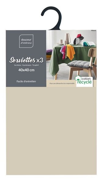 Szalvéta szett 3 db-os 40x40 cm Mistral – douceur d'intérieur