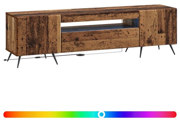 VidaXL LED TV szekrény Antik Fa Szerelt Fa