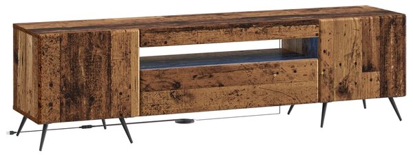 VidaXL LED TV szekrény Antik Fa Szerelt Fa