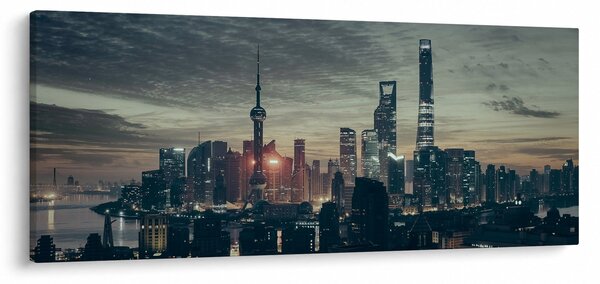 Város képe alkonyatkor (120x50 cm)