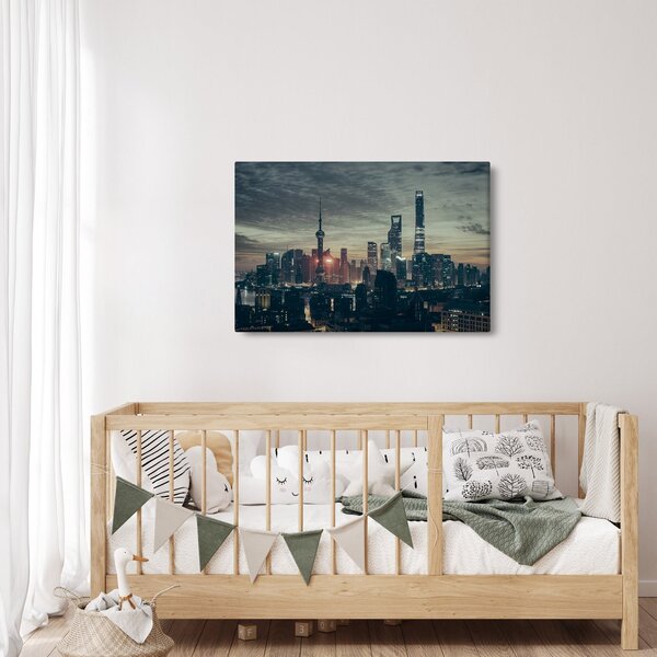 Város képe alkonyatkor (90x60 cm)