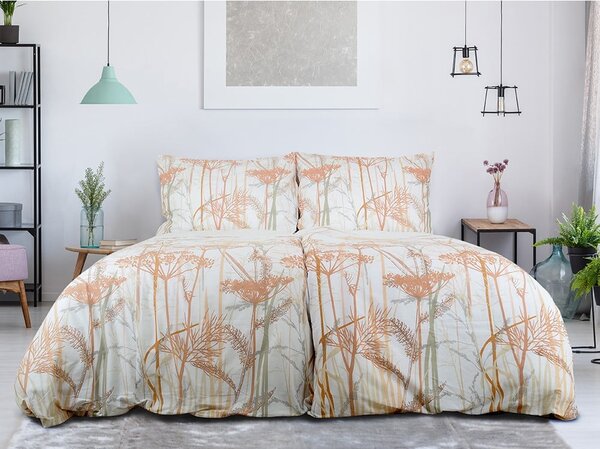 Fehér-terrakotta színű egyszemélyes krepp ágyneműhuzat 140x200 cm Caraway – B.E.S