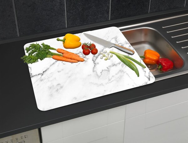 Edzett üveg falvédő tűzhelyhez 50x56 cm Marble – Wenko