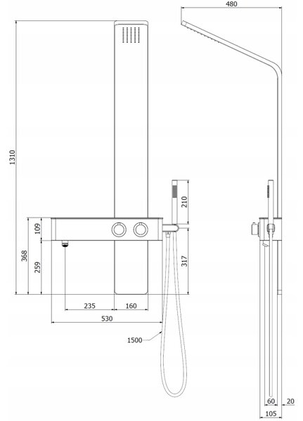 Mexen Sund, zuhanypanel, fekete, 7620-02-70