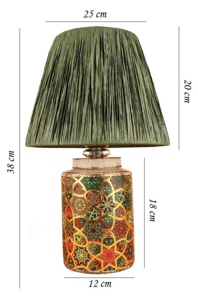 Zöld asztali lámpa papír zsinór búrával (magasság 38 cm) Alev – Opviq lights