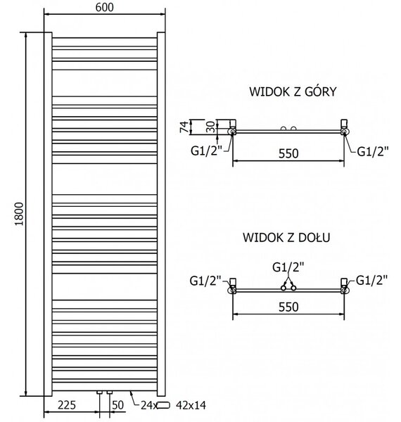 Mexen Uran, fűtőelem 1800x600 mm, 729 W, arany fényes, W105-1800-600-00-50