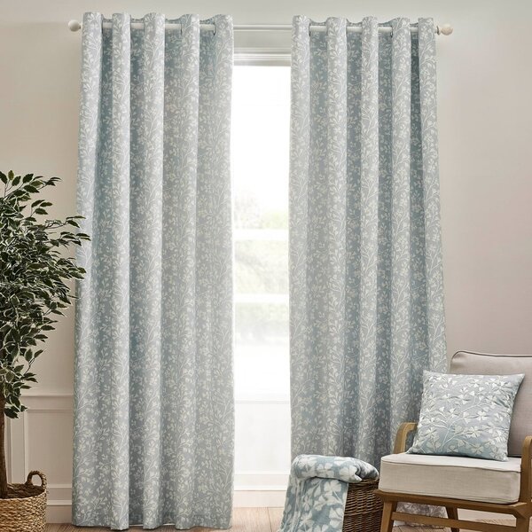 Kék függöny szett 2 db-os 168x137 cm Brooke Floral – Catherine Lansfield