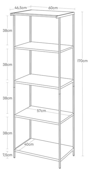Matt fehér acél polcos állvány 60x170x46,5 cm Tower – YAMAZAKI