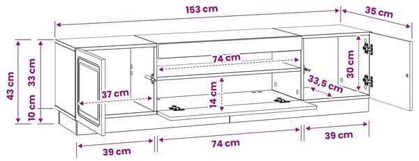 VidaXL LED TV szekrény Sonoma Tölgy Szerelt Fa