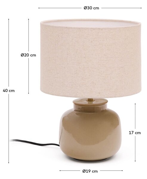 Bézs kerámia asztali lámpa textil búrával (magasság 40 cm) Tay – Kave Home