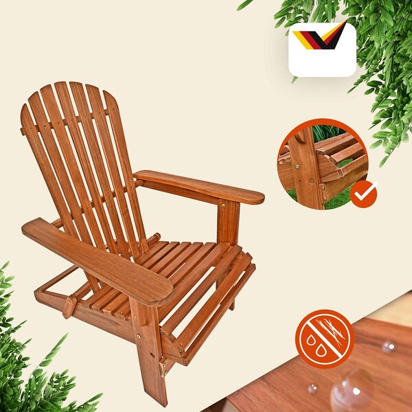 Kerti nyugágy ADIRONDACK, dönthető, 69x84x94 cm, natúr barna színben Casaria