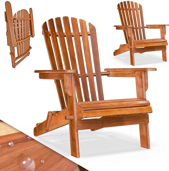 Kerti nyugágy ADIRONDACK, dönthető, 69x84x94 cm, natúr barna színben Casaria