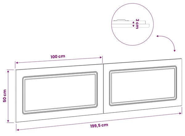 VidaXL Falra szerelhető fejtámla UTRECHT Magasfényű Fehér Szerelt Fa