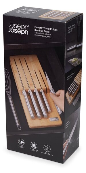 Rozsdamentes acél kés készlet tartóval 5 db-os Elevate Bamboo – Joseph Joseph