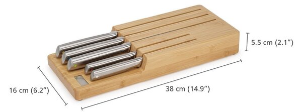 Rozsdamentes acél kés készlet tartóval 5 db-os Elevate Bamboo – Joseph Joseph