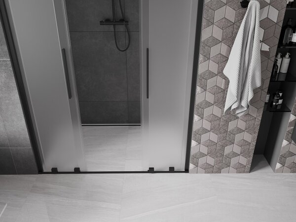 Mexen Velar Duo, tolózuhanyajtó nyitáshoz 140 cm, 8 mm-es matt üveg, fekete matt, 871-140-000-32-70