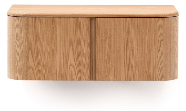 Natúr színű fali mosdó alatti szekrény kőrisfa dekorral 90x35 cm Salaya – Kave Home