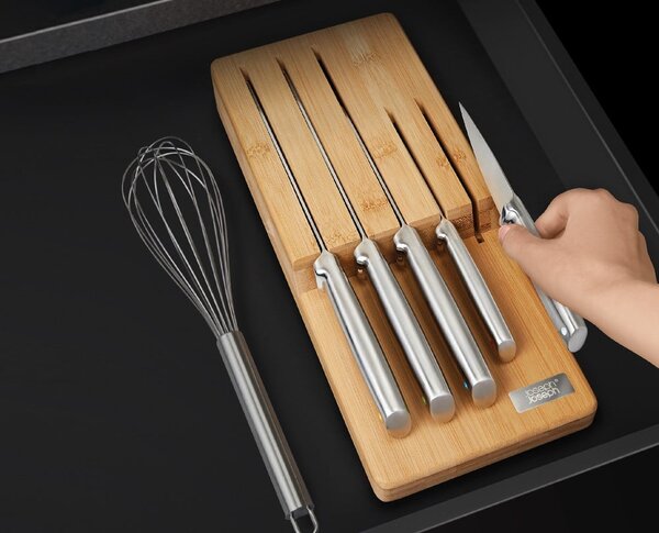 Rozsdamentes acél kés készlet tartóval 5 db-os Elevate Bamboo – Joseph Joseph