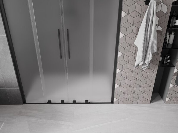 Mexen Velar Duo, tolózuhanyajtó nyitáshoz 140 cm, 8 mm-es matt üveg, fekete matt, 871-140-000-32-70