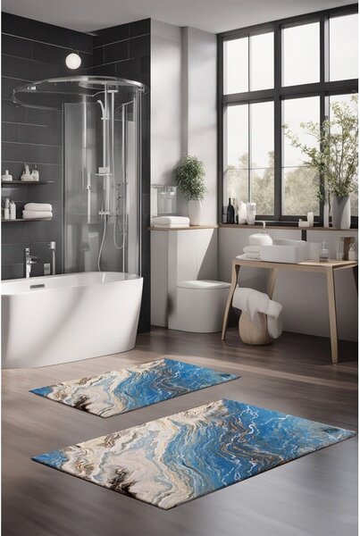 Kék fürdőszobai kilépő szett 2 db-os 60x100 cm – Foutastic