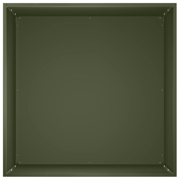 VidaXL Kerti cserép Olajzöld 50 x 50 x 75 cm Hidegen hengerelt acél