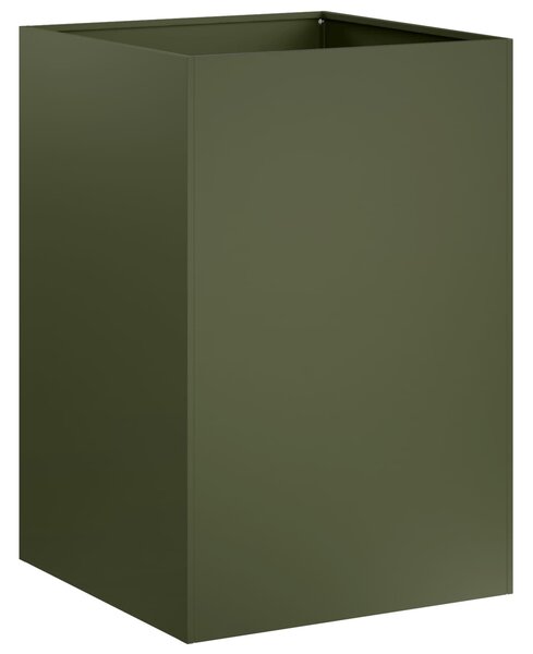 VidaXL Kerti cserép Olajzöld 50 x 50 x 75 cm Hidegen hengerelt acél