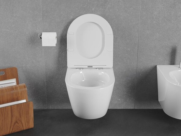 Mexen Lena, fali WC csésze 490x360x340 mm, Perem nélküli Tornado, fényes fehér, 3322XX00T