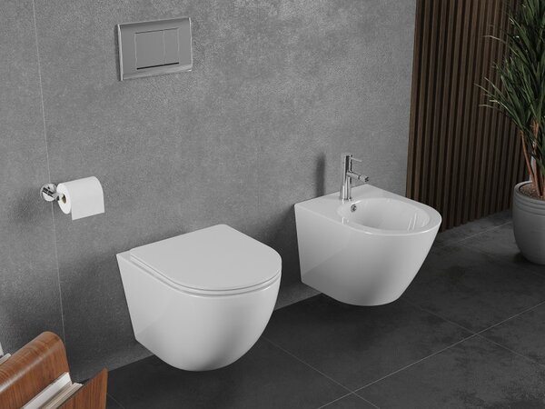 Mexen Lena, fali WC csésze 490x360x340 mm, Perem nélküli Tornado, fényes fehér, 3322XX00T