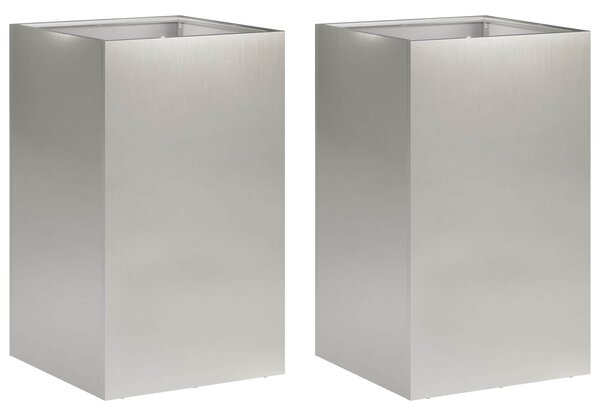 VidaXL Kerti cserép 2 db Ezüst 30 x 30 x 50 cm Rozsdamentes Acél