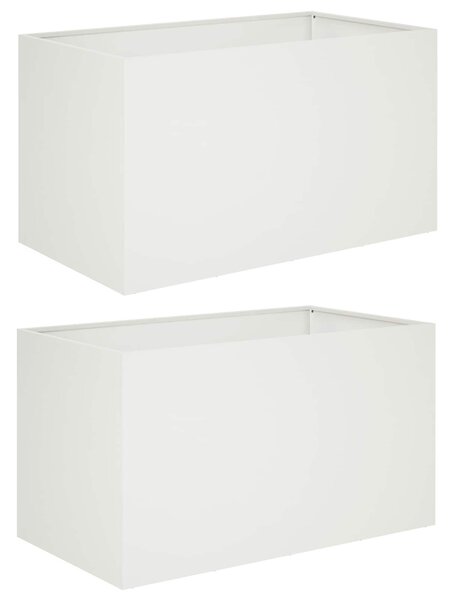 VidaXL Kerti cserép 2 db Fehér 100 x 50 x 50 cm Hidegen hengerelt acél