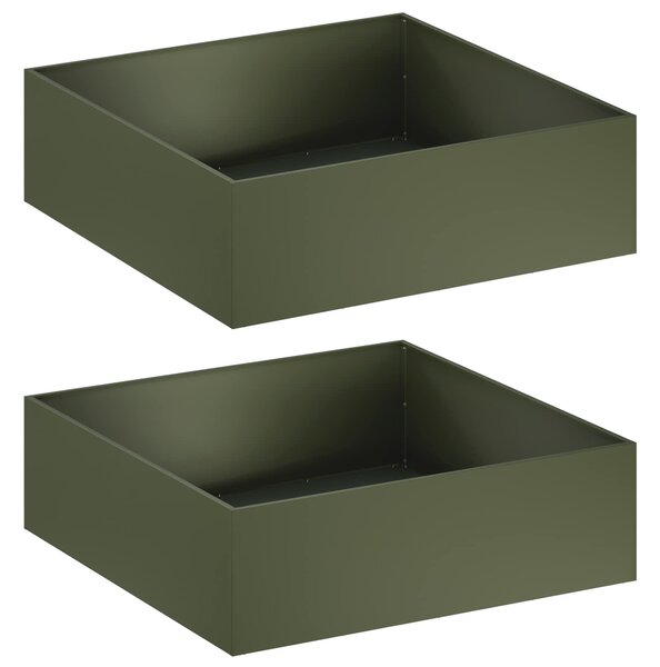 VidaXL Kerti cserép 2 db Olajzöld 80 x 80 x 30 cm