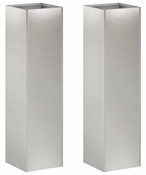 VidaXL Kerti cserép 2 db Ezüst 20 x 20 x 75 cm Rozsdamentes Acél