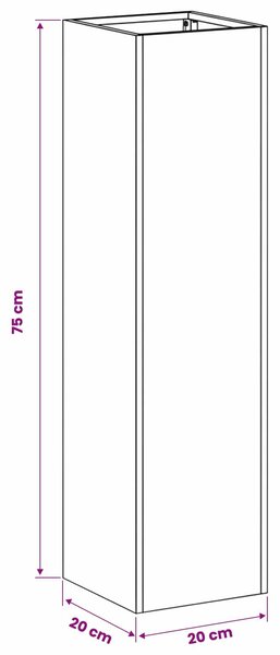 VidaXL Kerti cserép 2 db Ezüst 20 x 20 x 75 cm Rozsdamentes Acél