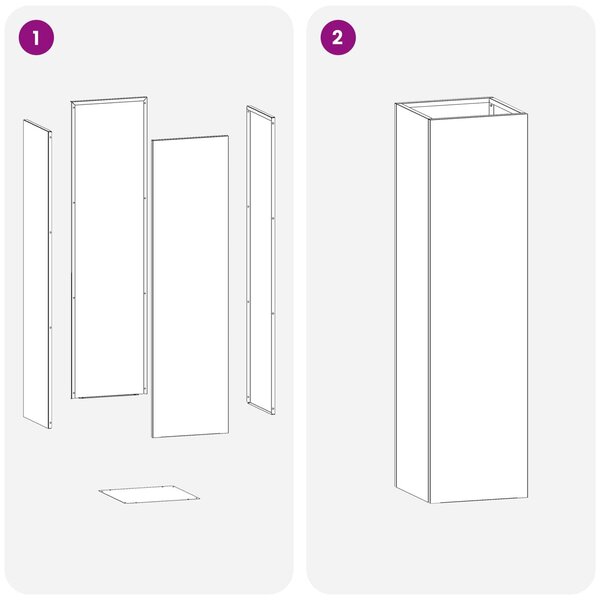 VidaXL Kerti cserép 2 db Ezüst 20 x 20 x 75 cm Rozsdamentes Acél