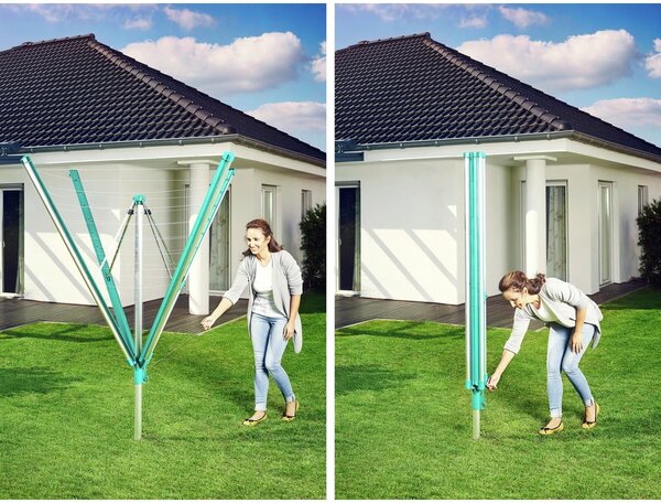Ezüstszínű kerti ruhaszárító 60 m Linomatic 600 Deluxe Cover – LEIFHEIT