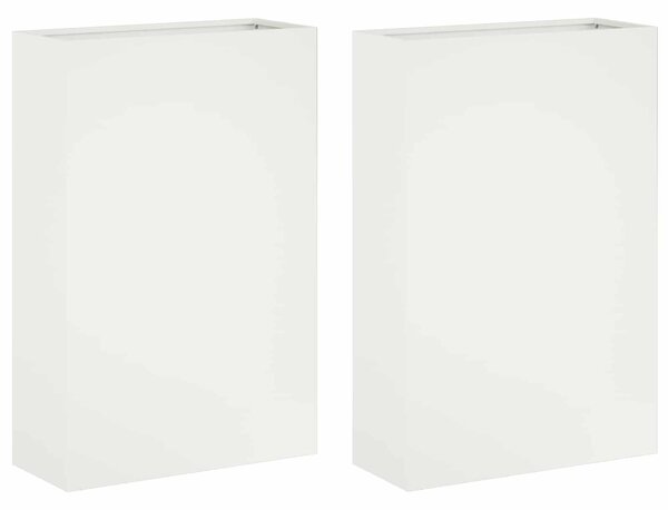 VidaXL Kerti cserép 2 db Fehér 50 x 20 x 75 cm Hidegen hengerelt acél