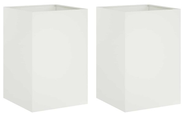 VidaXL Kerti cserép 2 db Fehér 50 x 50 x 75 cm Hidegen hengerelt acél