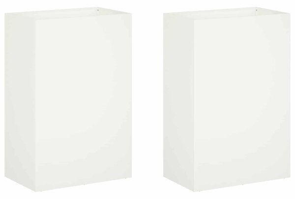 VidaXL Kerti cserép 2 db Fehér 50 x 30 x 75 cm Hidegen hengerelt acél