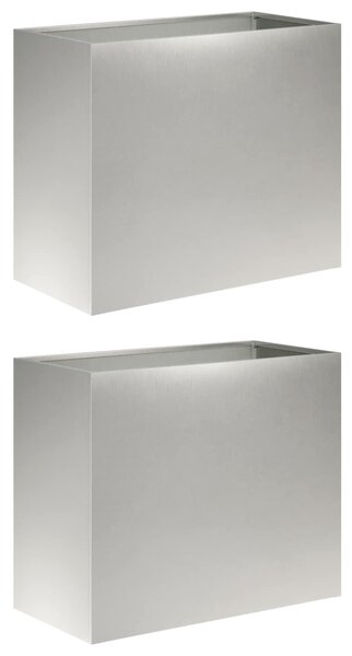 VidaXL Kerti cserép 2 db Ezüst 60 x 30 x 50 cm Rozsdamentes Acél