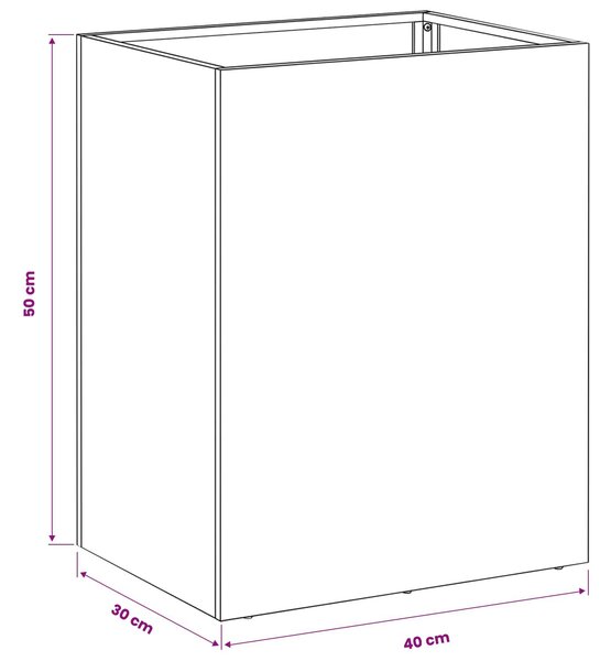 VidaXL Kerti cserép 2 db Ezüst 40 x 30 x 50 cm Rozsdamentes Acél