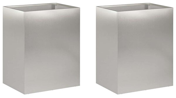 VidaXL Kerti cserép 2 db Ezüst 40 x 30 x 50 cm Rozsdamentes Acél