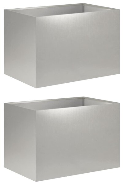VidaXL Kerti cserép 2 db Ezüst 50 x 40 x 40 cm Rozsdamentes Acél