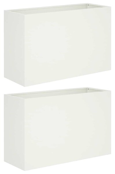 VidaXL Kerti cserép 2 db Fehér 80 x 40 x 50 cm Hidegen hengerelt acél