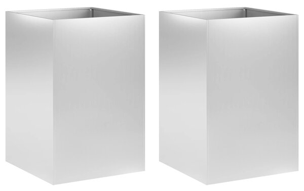 VidaXL Kerti cserép 2 db Ezüst 50 x 50 x 75 cm Horganyzott Acél