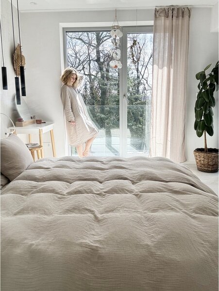 Bézs egyszemélyes muszlin ágyneműhuzat 135x200 cm Plain Muslin – Butter Kings